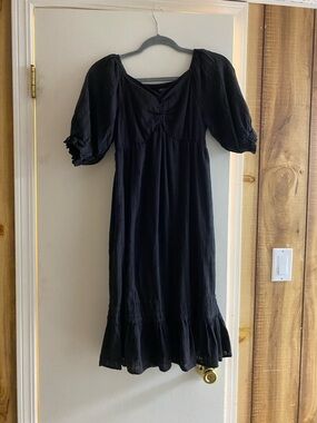 Mikarose Black Puff Sleeve Midi Dress